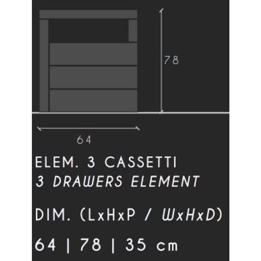 Hamburg HG Wit / Beton Badkamerkast 3-Lades Laag Hamburg HG Wit / Beton Badkamerkast 3-Lades Laag