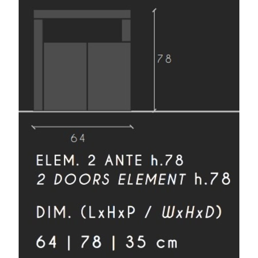 Hamburg HG Wit / Beton Badkamerkast 2-Deuren Laag Hamburg HG Wit / Beton Badkamerkast 2-Deuren Laag