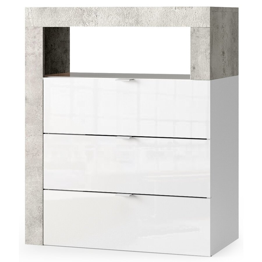 Hamburg HG Wit / Beton Badkamerkast 3-Lades Laag Hamburg HG Wit / Beton Badkamerkast 3-Lades Laag