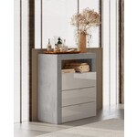 Benvenuto Design Hamburg HG Wit / Beton Badkamerkast 3-Lades Laag Benvenuto Design Hamburg HG Wit / Beton Badkamerkast 3-Lades Laag