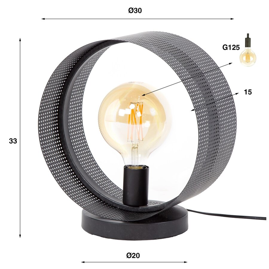 Loop Houtskool Zwart Tafellamp 1L Loop Houtskool Zwart Tafellamp 1L
