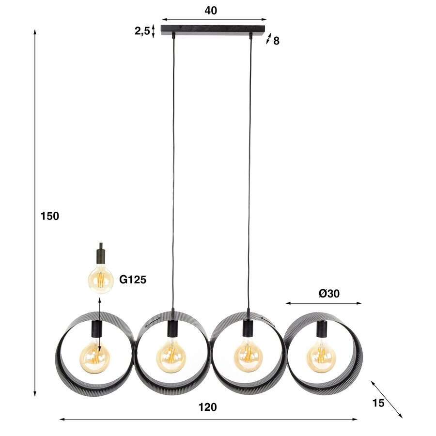 Loop Houtskool Zwart Hanglamp 4L Loop Houtskool Zwart Hanglamp 4L