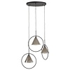 Ring Gerookt Grijs Hanglamp Glazen Tapse Kap 3L