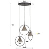 Ring Gerookt Grijs Hanglamp Glazen Tapse Kap 3L