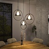 Ring Gerookt Grijs Hanglamp Glazen Tapse Kap 3L