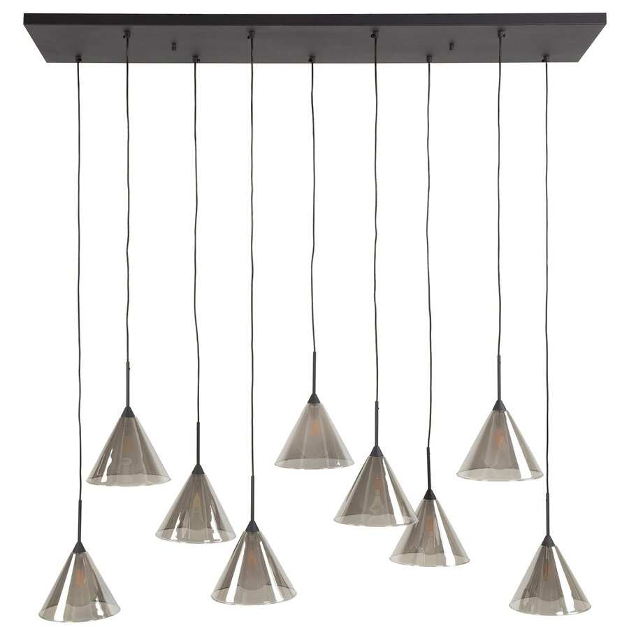 Vonka Gerookt Grijs Hanglamp 4+5L Tapse Kap Vonka Gerookt Grijs Hanglamp 4+5L Tapse Kap