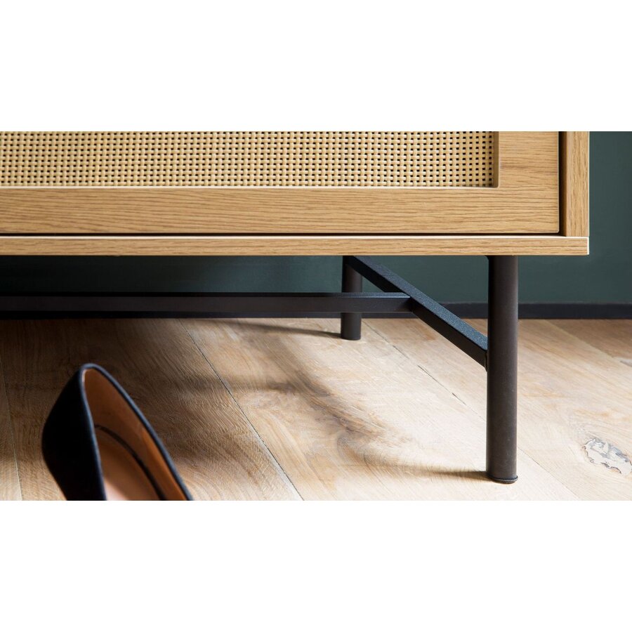 Nazar Eiken / Rattan Halbank met 2-Lades Nazar Eiken / Rattan Halbank met 2-Lades