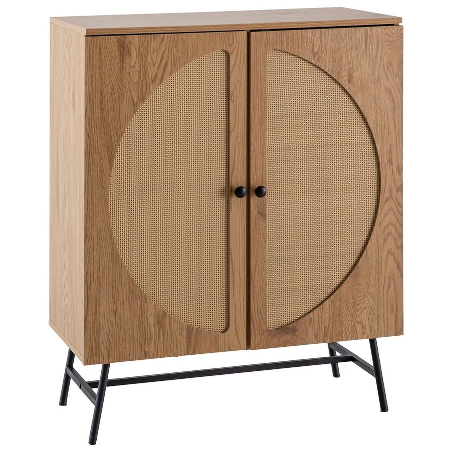 Nazar Eiken / Rattan Opbergkast met 2-Deuren