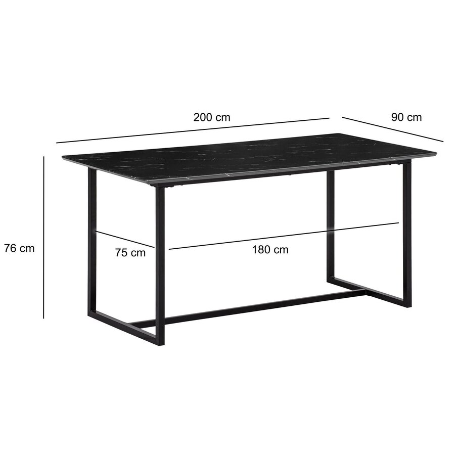 Duif 200 cm Eettafel Marmer / Zwart Duif 200 cm Eettafel Marmer / Zwart