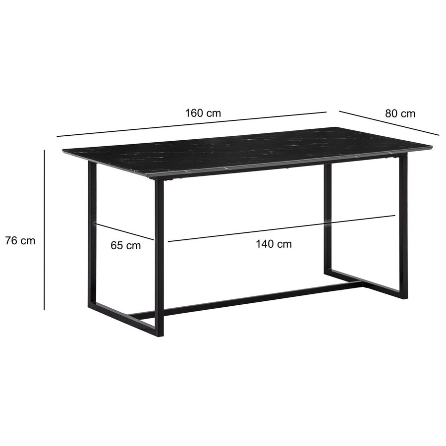 Duif 160 cm Eettafel Marmer / Zwart Duif 160 cm Eettafel Marmer / Zwart