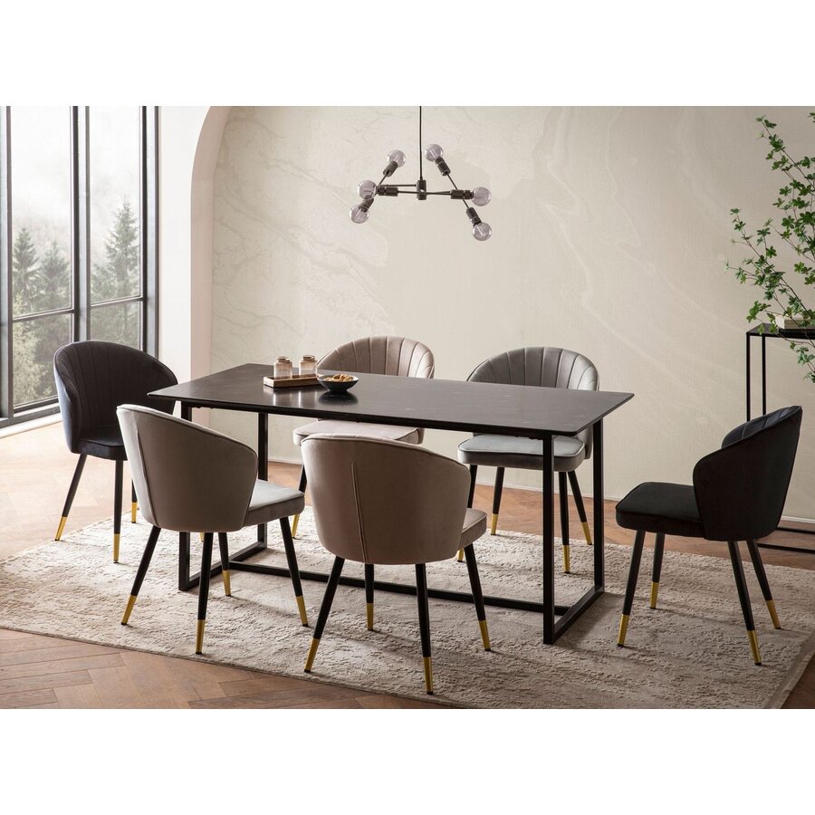 Duif 160 cm Eettafel Marmer / Zwart Duif 160 cm Eettafel Marmer / Zwart