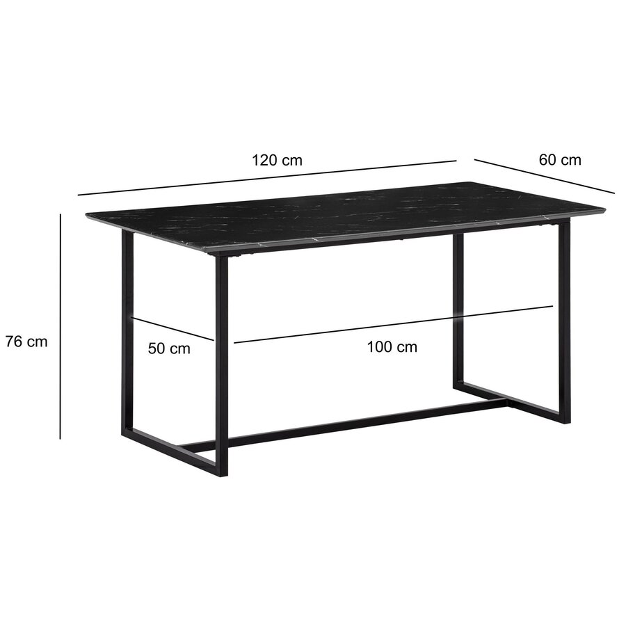 Duif 120 cm Eettafel Marmer / Zwart Duif 120 cm Eettafel Marmer / Zwart