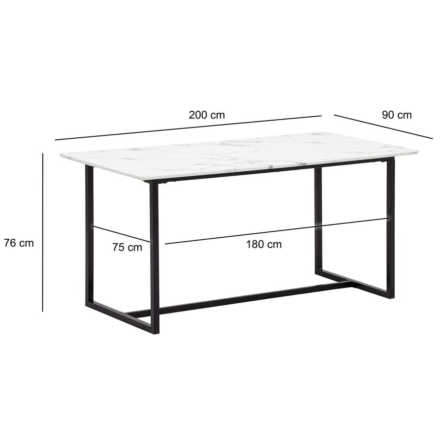 Duif 200 cm Eettafel Marmer / Wit Duif 200 cm Eettafel Marmer / Wit