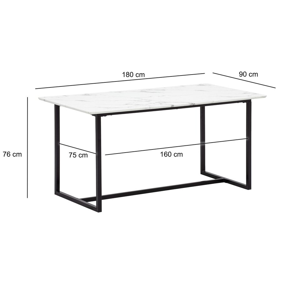 Duif 180 cm Eettafel Marmer / Wit Duif 180 cm Eettafel Marmer / Wit