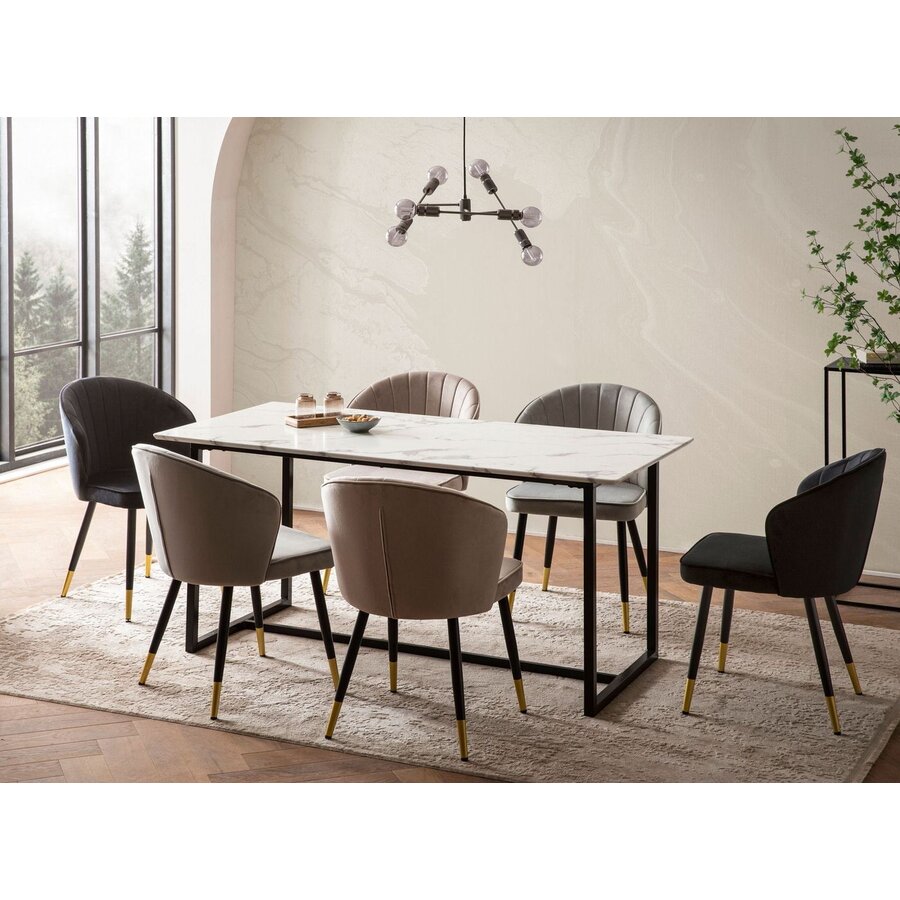 Duif 180 cm Eettafel Marmer / Wit Duif 180 cm Eettafel Marmer / Wit