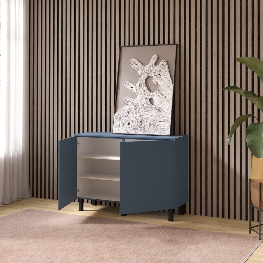 Turin Ayaya 123 cm Dressoir Rookblauw Turin Ayaya 123 cm Dressoir Rookblauw