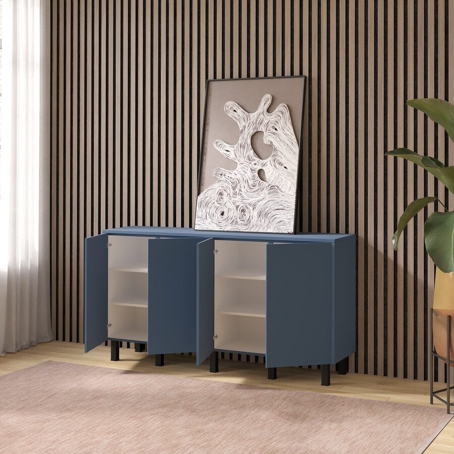 Turin Ayaya 163 cm Dressoir Rookblauw Turin Ayaya 163 cm Dressoir Rookblauw