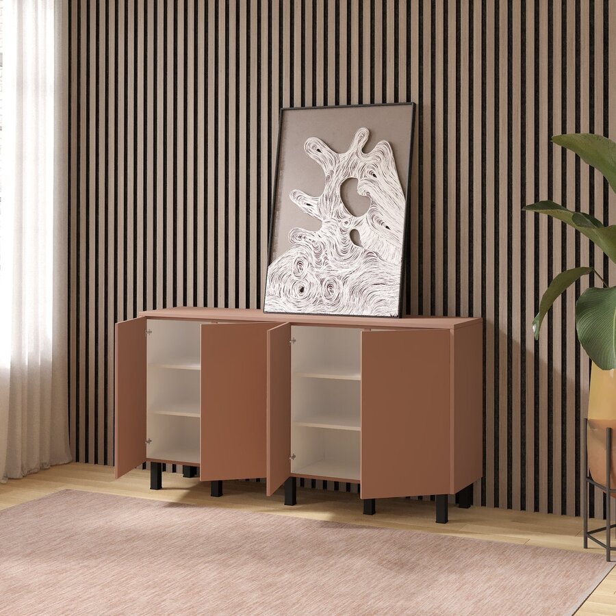 Pastell Ayaya 163 cm Dressoir Abrikoos Pastell Ayaya 163 cm Dressoir Abrikoos