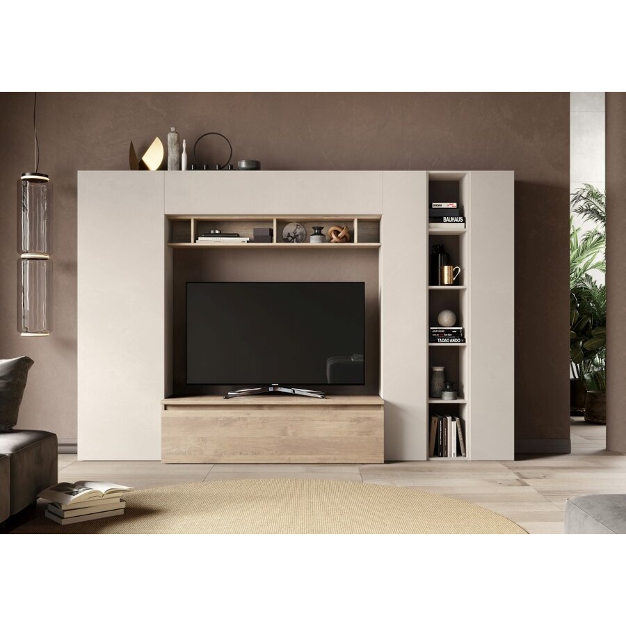 Infinity 2.0 Cashmere / Kadiz Eiken TV Meubel Set 57 Infinity 2.0 Cashmere / Kadiz Eiken TV Meubel Set 57