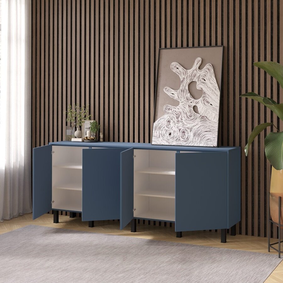 Turin Ayaya 203 cm Dressoir Rookblauw Turin Ayaya 203 cm Dressoir Rookblauw