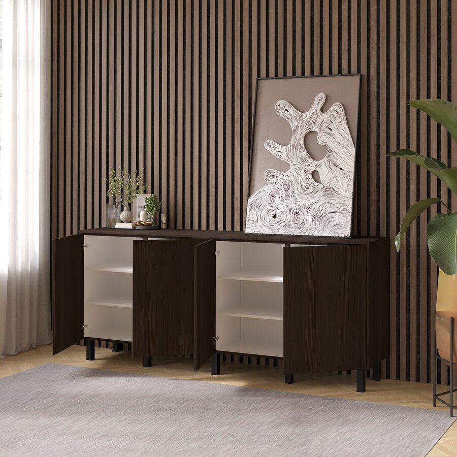 Casella Ayaya 203 cm Dressoir Donkerbruin Casella Ayaya 203 cm Dressoir Donkerbruin