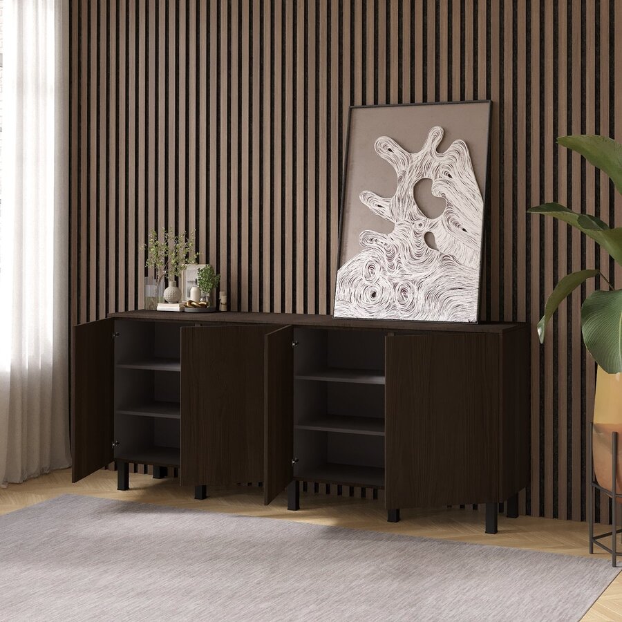Casella Ayaya 203 cm Dressoir Donkerbruin Casella Ayaya 203 cm Dressoir Donkerbruin