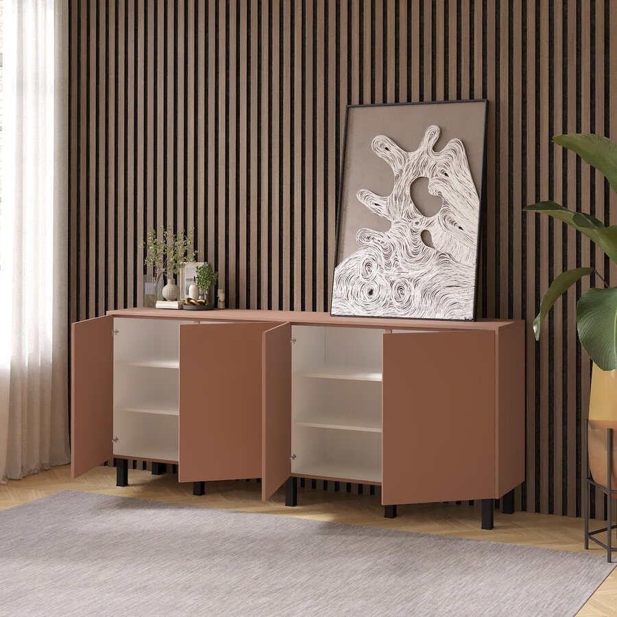Pastell Ayaya 203 cm Dressoir Abrikoos Pastell Ayaya 203 cm Dressoir Abrikoos