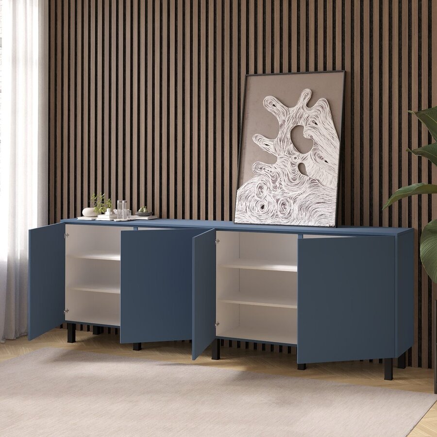 Turin Ayaya 243 cm Dressoir Rookblauw Turin Ayaya 243 cm Dressoir Rookblauw