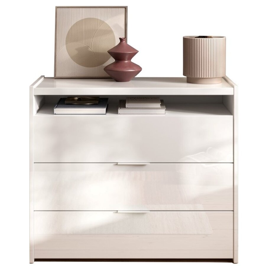 Malmo Commode met 3-Lades Hoogglans Wit Malmo Commode met 3-Lades Hoogglans Wit