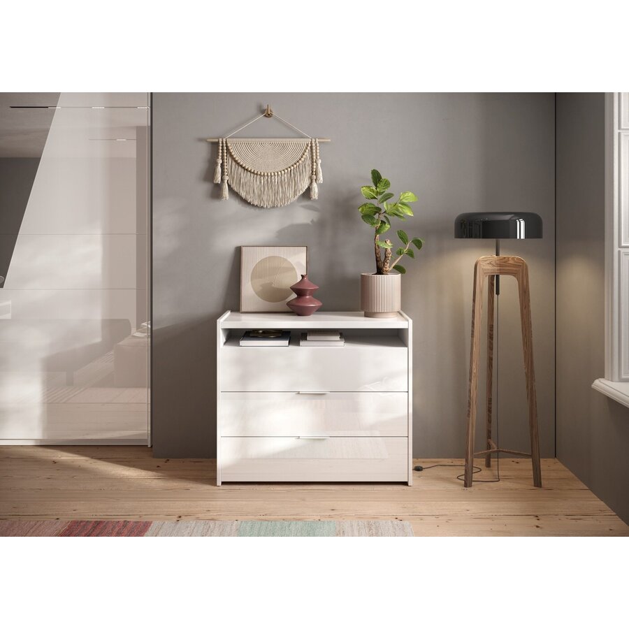 Malmo Commode met 3-Lades Hoogglans Wit Malmo Commode met 3-Lades Hoogglans Wit