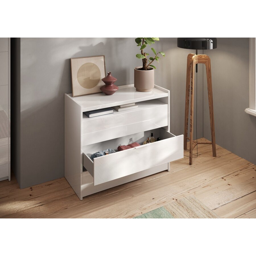 Malmo Commode met 3-Lades Hoogglans Wit Malmo Commode met 3-Lades Hoogglans Wit