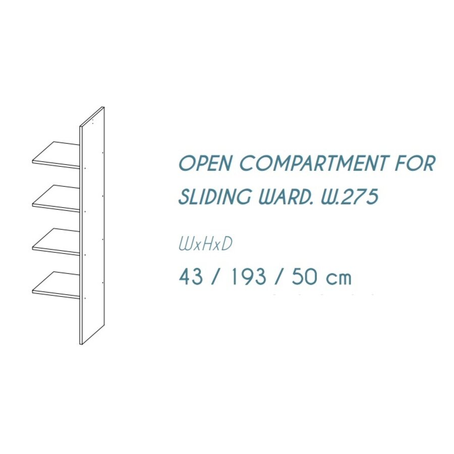 Open Compartiment voor Schuifdeurkast 275 cm Ardesia Open Compartiment voor Schuifdeurkast 275 cm Ardesia