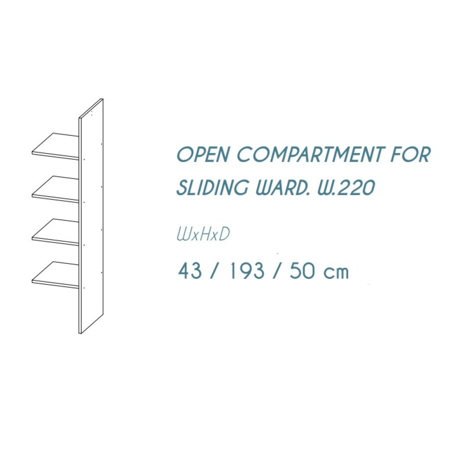 Open Compartiment voor Schuifdeurkast 220 cm Ardesia Open Compartiment voor Schuifdeurkast 220 cm Ardesia
