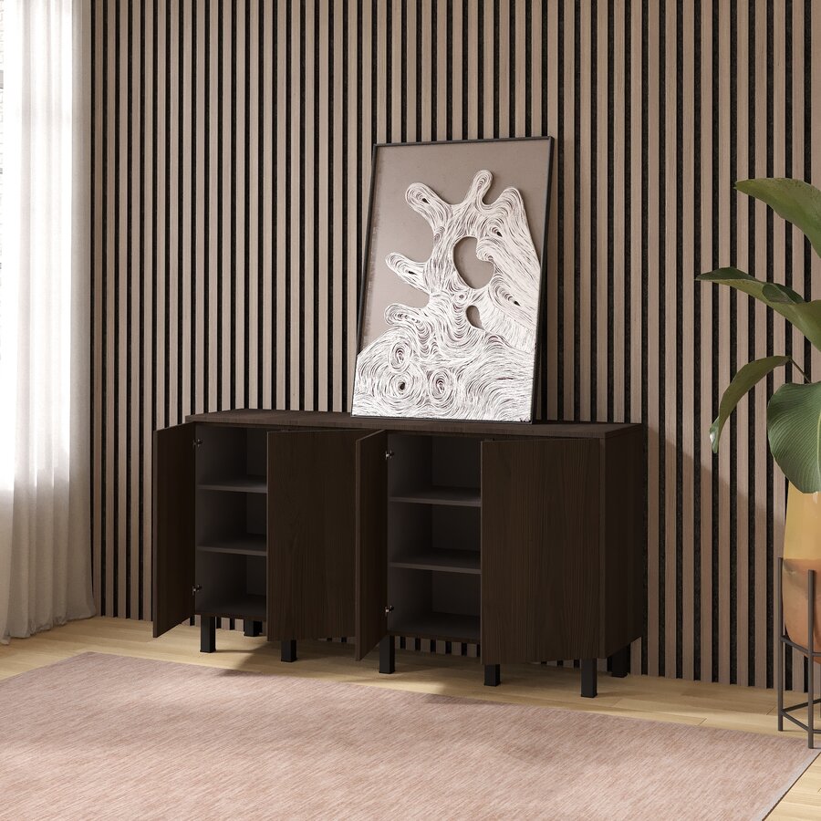 Casella Ayaya 163 cm Dressoir Donkerbruin Casella Ayaya 163 cm Dressoir Donkerbruin