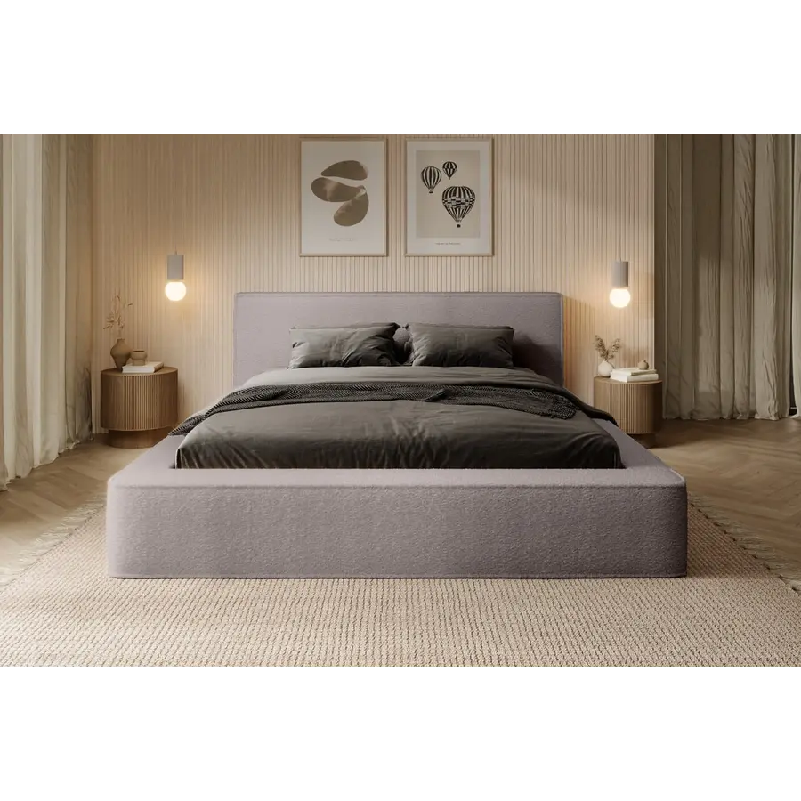 Alma 140 x 200 cm Gestoffeerd Bed Taupe