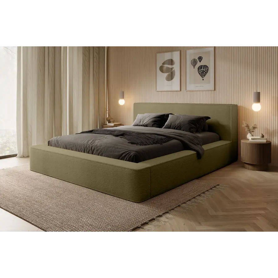 Alma 160 x 200 cm Gestoffeerd Bed Olijfgroen