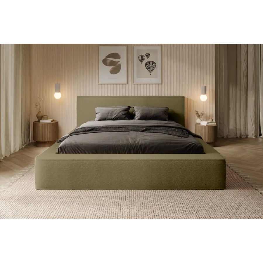 Alma 180 x 200 cm Gestoffeerd Bed Olijfgroen