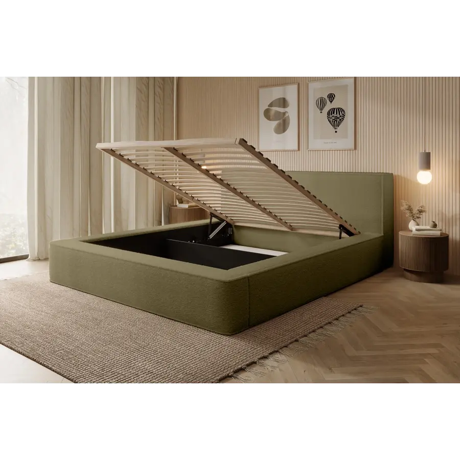 Alma 180 x 200 cm Gestoffeerd Bed Olijfgroen
