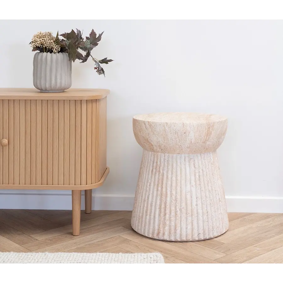 Bonn Natural Bijzettafel Gefluteerd