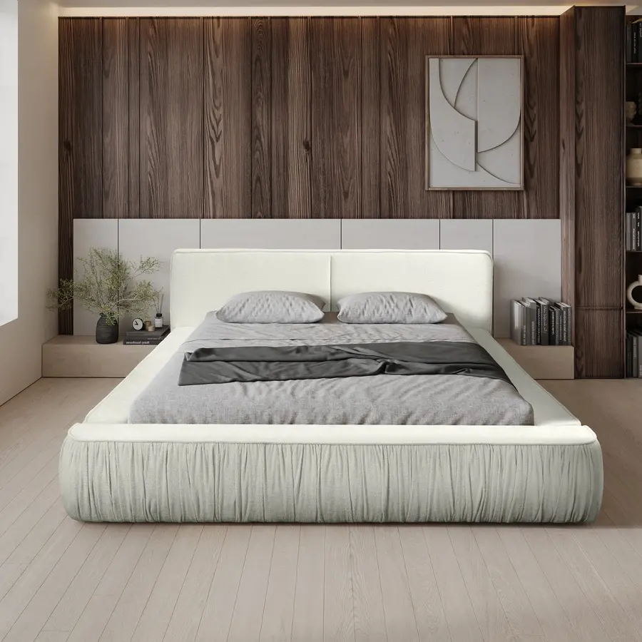 Naomi 160 x 200 cm Gestoffeerd Bed Creme Naomi 160 x 200 cm Gestoffeerd Bed Creme