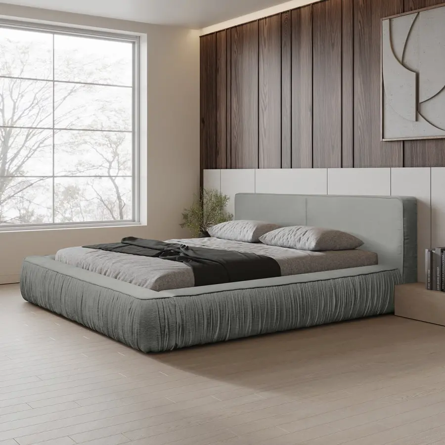 Naomi 180 x 200 cm Gestoffeerd Bed Lichtgrijs Naomi 180 x 200 cm Gestoffeerd Bed Lichtgrijs