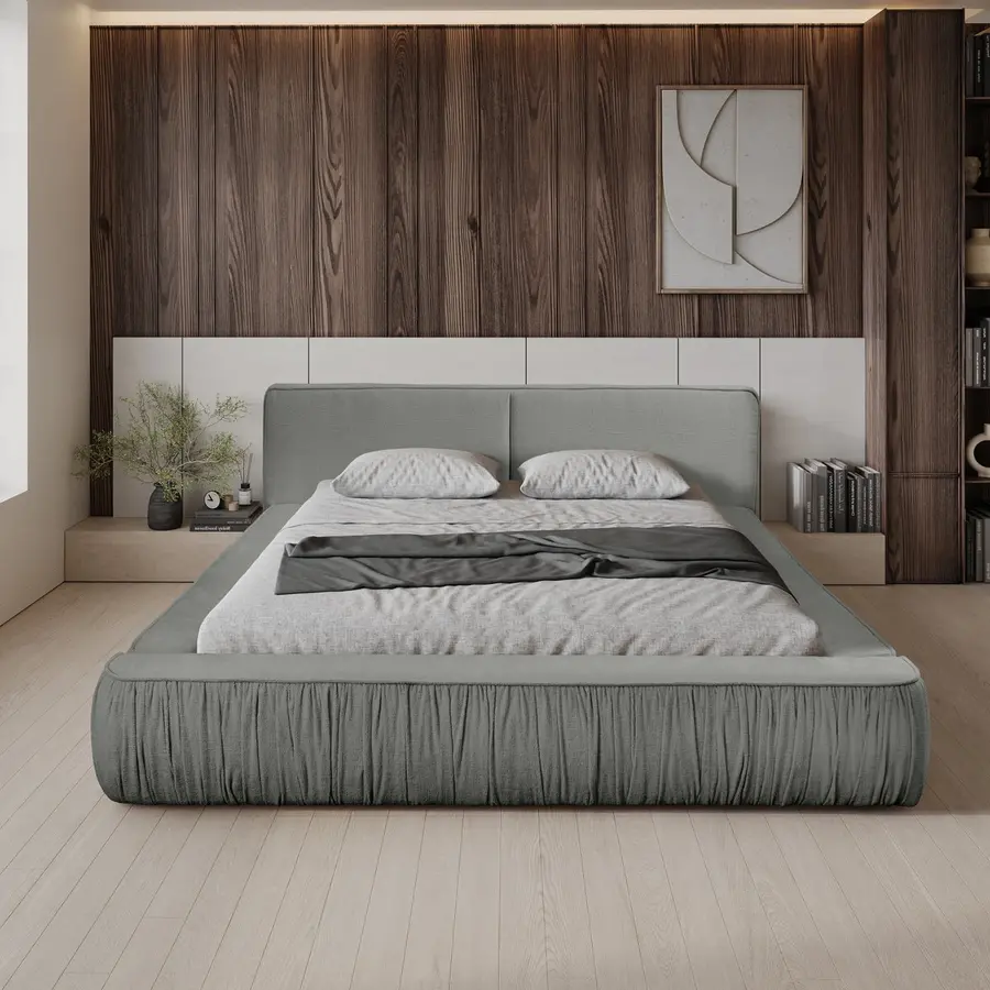 Naomi 140 x 200 cm Gestoffeerd Bed Lichtgrijs Naomi 140 x 200 cm Gestoffeerd Bed Lichtgrijs