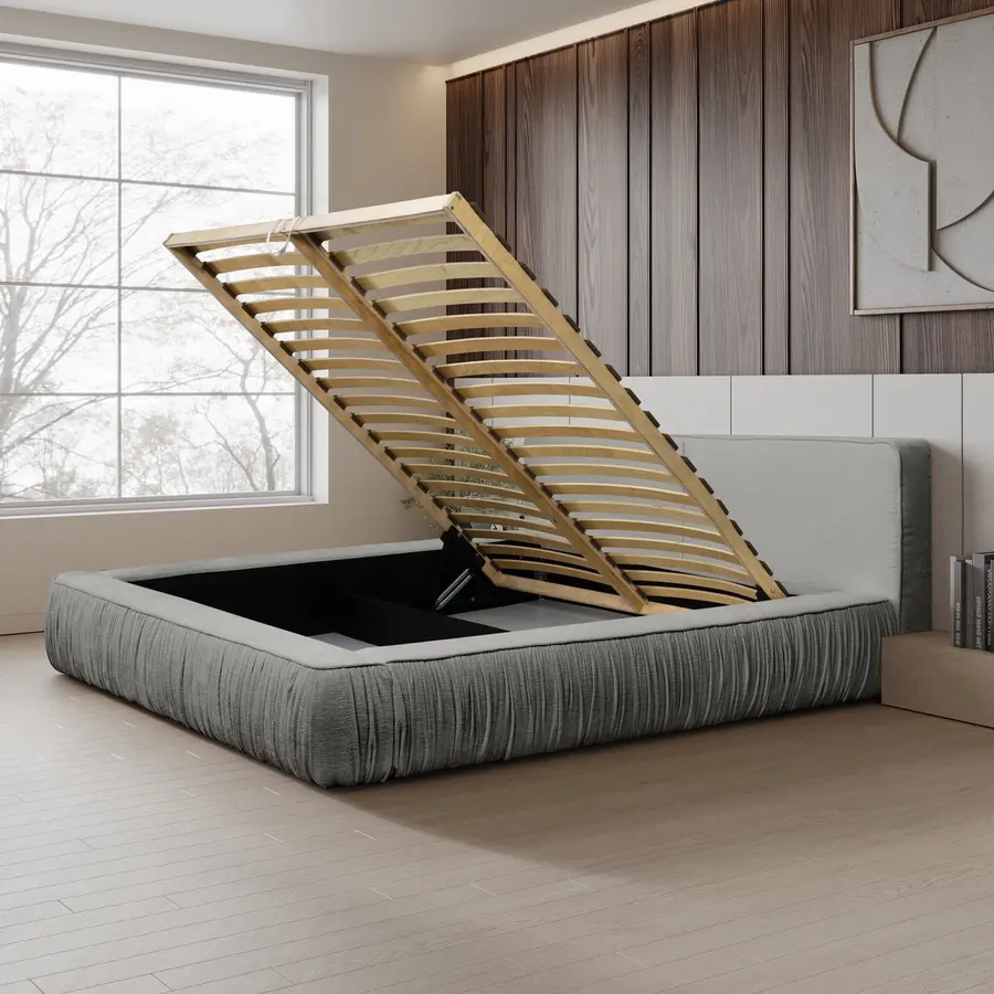 Naomi 140 x 200 cm Gestoffeerd Bed Lichtgrijs Naomi 140 x 200 cm Gestoffeerd Bed Lichtgrijs