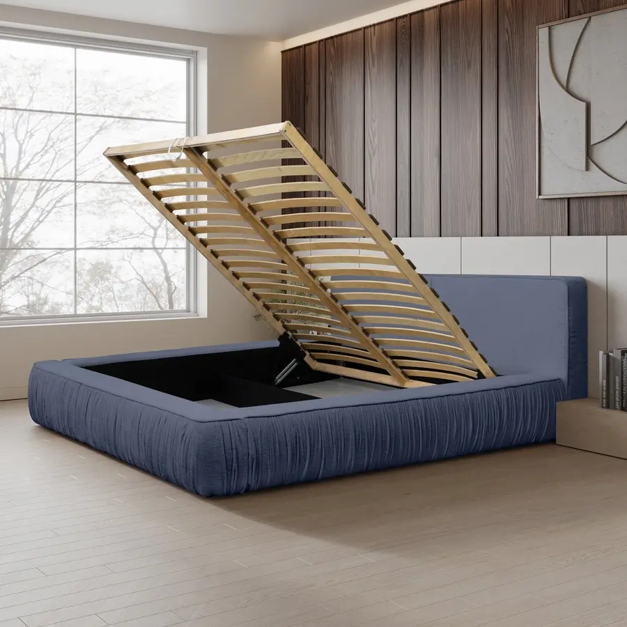 Naomi 160 x 200 cm Gestoffeerd Bed Navy Blauw Naomi 160 x 200 cm Gestoffeerd Bed Navy Blauw