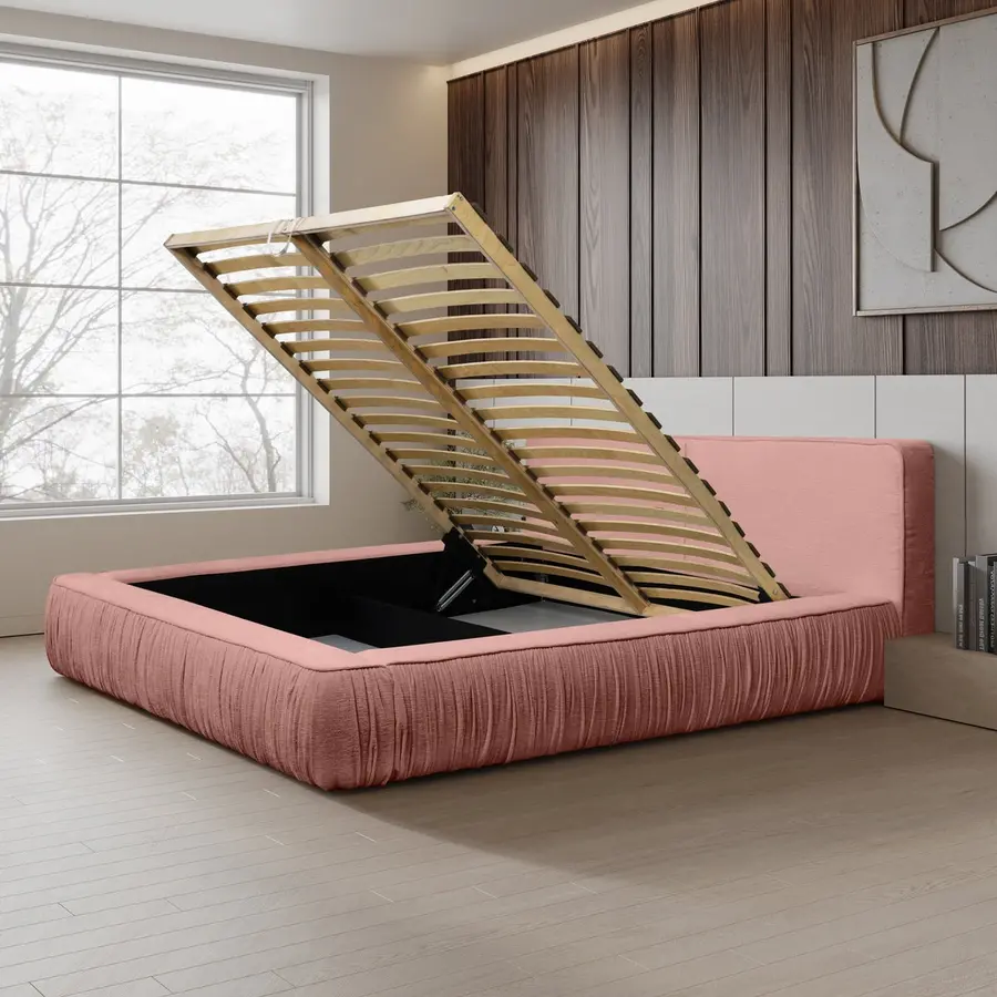 Naomi 180 x 200 cm Gestoffeerd Bed Stoffig Roze Naomi 180 x 200 cm Gestoffeerd Bed Stoffig Roze