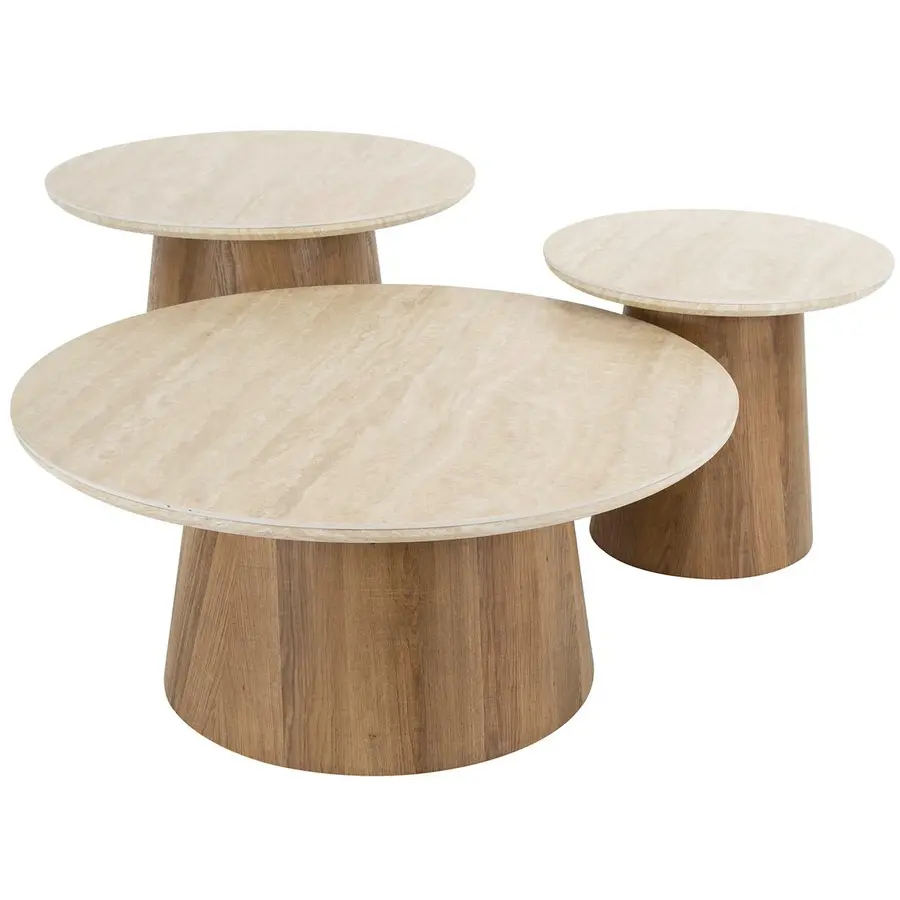 Romano Ronde Salontafel Set van 3 Travertin Romano Ronde Salontafel Set van 3 Travertin