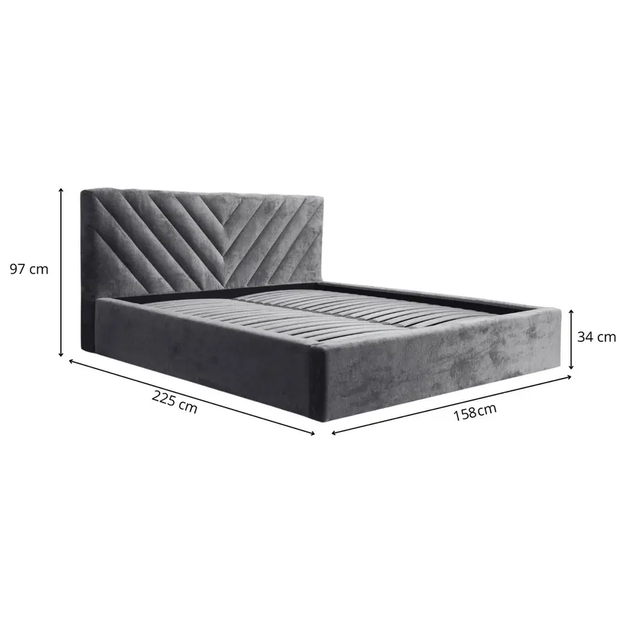 Vegas III 140 x 200 cm Gestoffeerd Bed Grijs