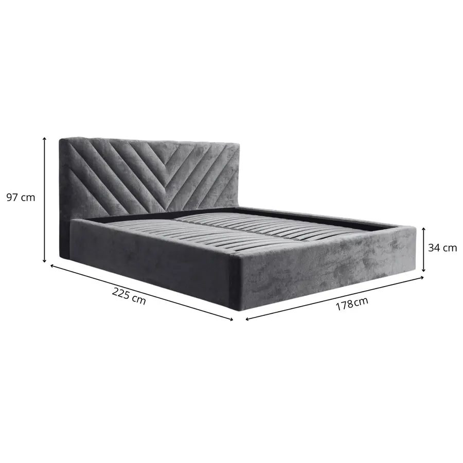 Vegas III 160 x 200 cm Gestoffeerd Bed Grijs Vegas III 160 x 200 cm Gestoffeerd Bed Grijs