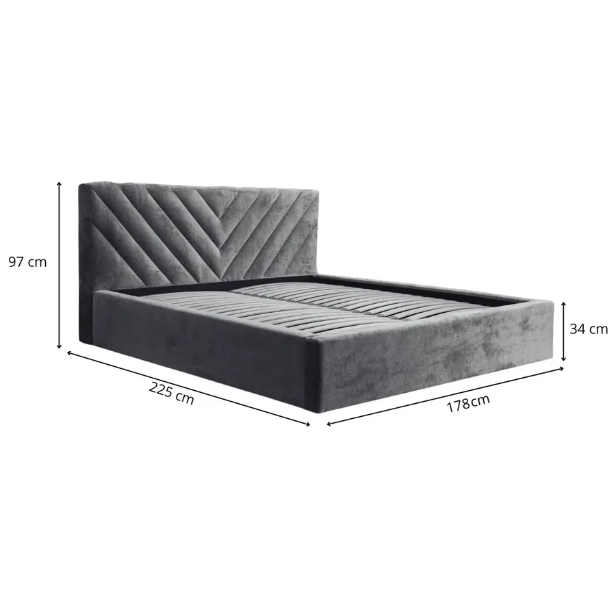 Vegas III 160 x 200 cm Gestoffeerd Bed Donkergrijs Vegas III 160 x 200 cm Gestoffeerd Bed Donkergrijs