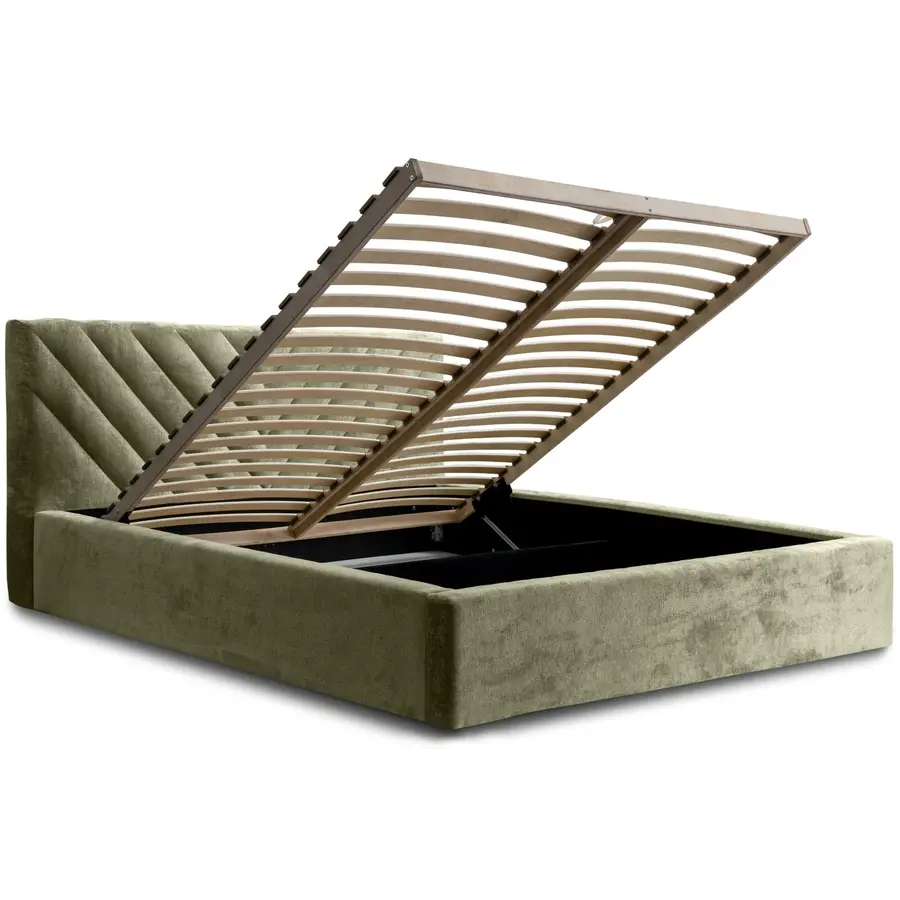 Vegas III 140x200 cm Gestoffeerd Bed Olijfgroen Vegas III 140x200 cm Gestoffeerd Bed Olijfgroen